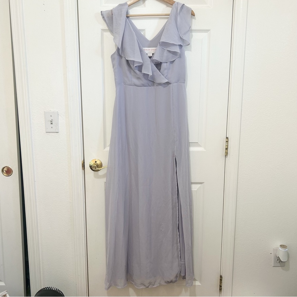 Birdy Grey Dress Womens Large Purple Maxi Sleeveless Bridesmaid Formal Dress